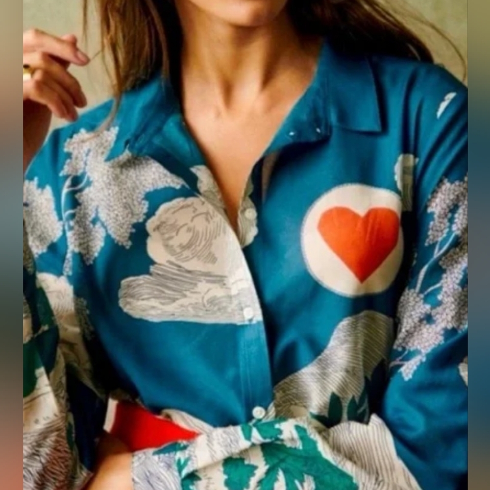 RARE Sézane x Inoui Editions Pierro Shirt in Green Story Size 38/US 6